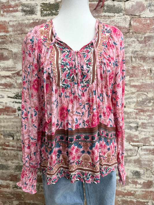 Boho Blouse - Pink Multi