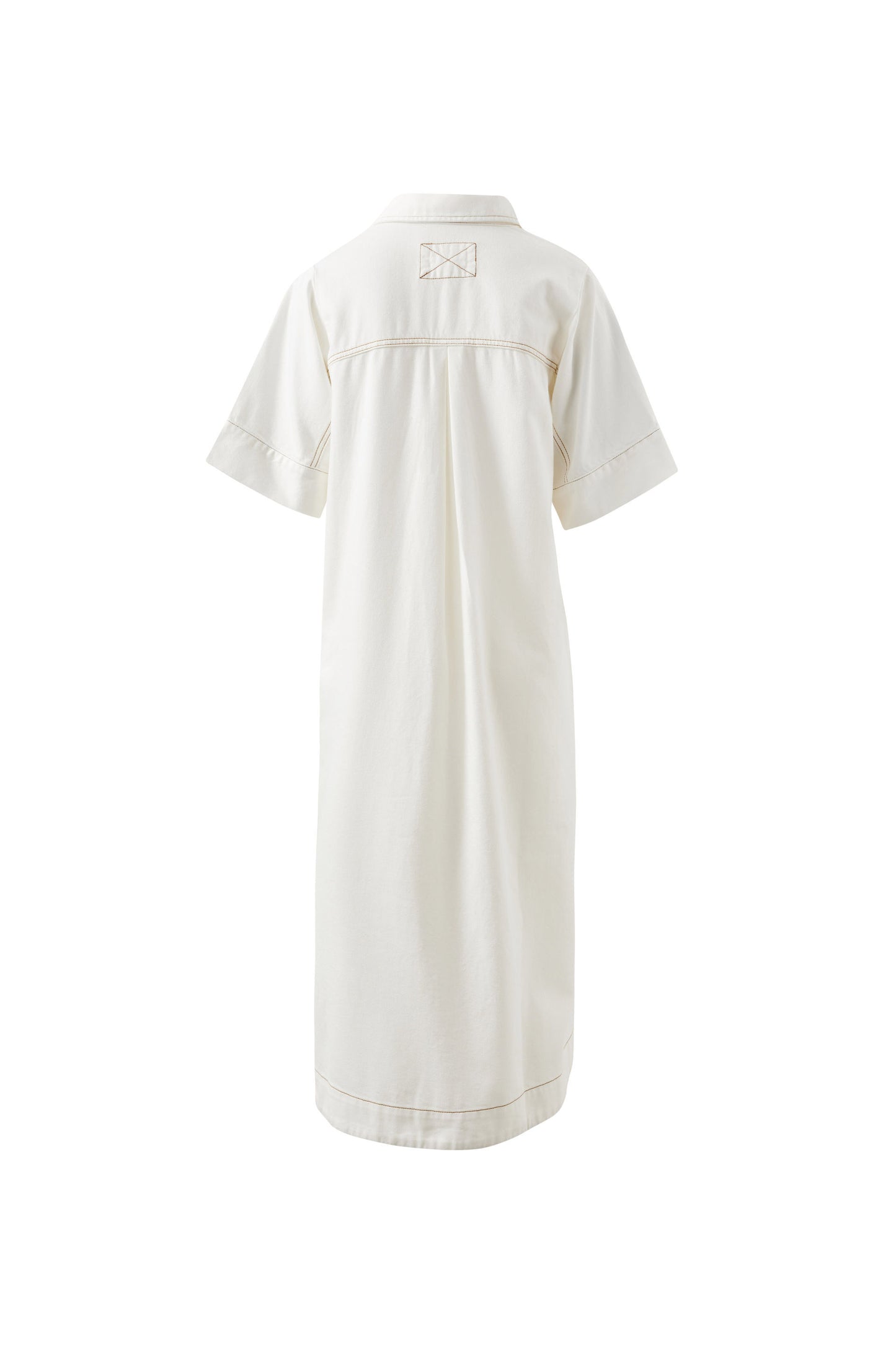 Ava Short Sleeve Midi Dress - Fresh Ecru Twill