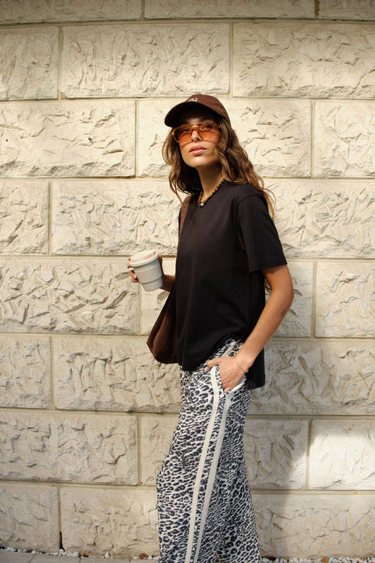 Stevie Slouchy Split Hem Tee - Black