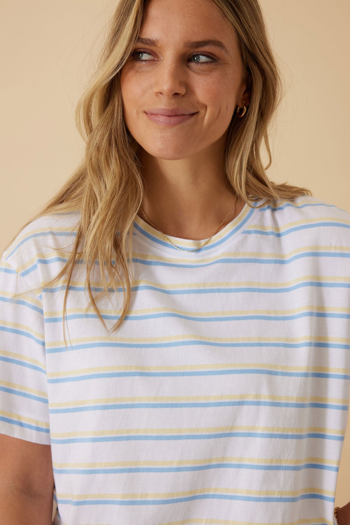Stevie Slouchy Tee - Powder Blue/Sunny Yellow