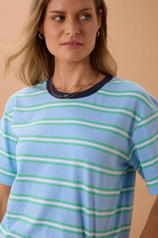 Stevie Slouchy Tee - Powder/Zesty Green