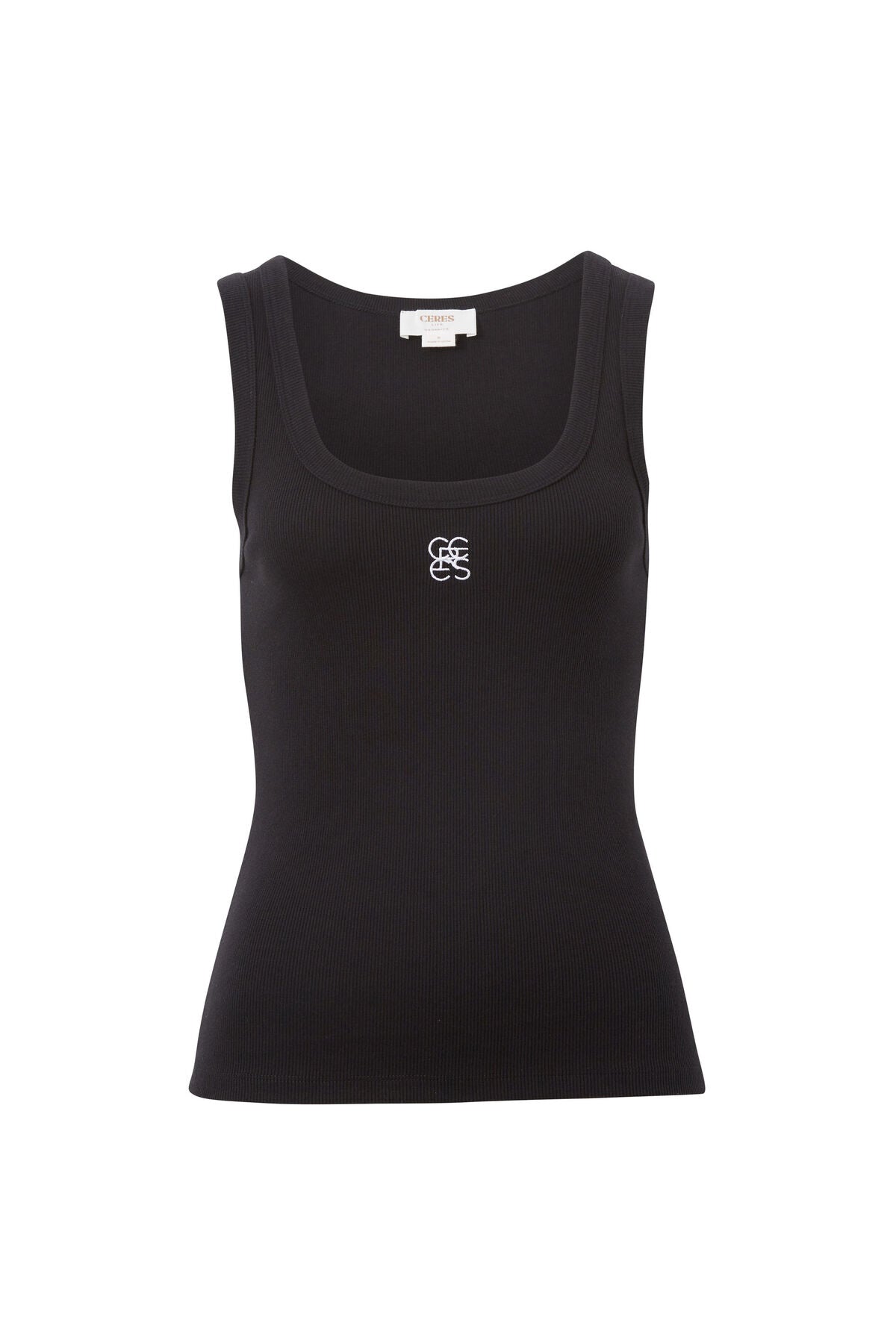 Zoe Contour Rib Tank - Black