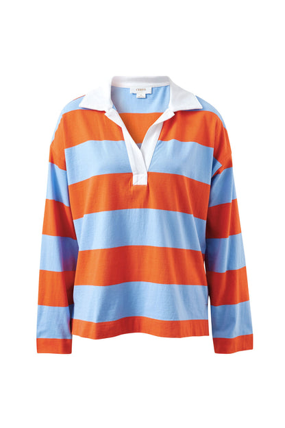 Shelby Rugby Top - Blue/Flame Stripe
