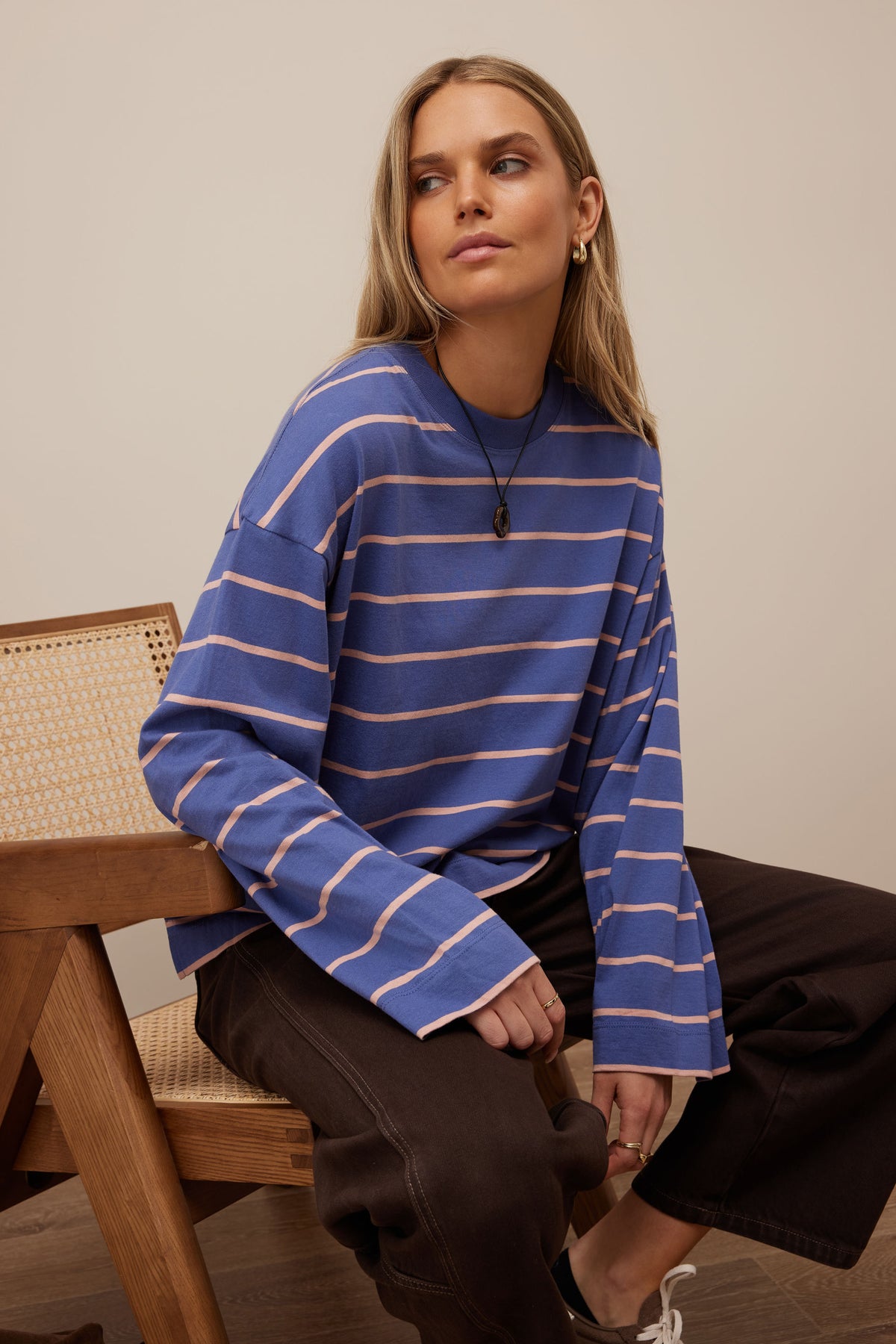 Beau Long Sleeve - Navy/Pink