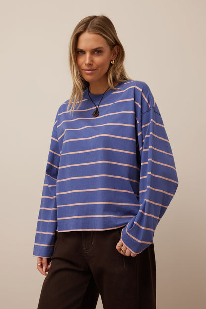 Beau Long Sleeve - Navy/Pink