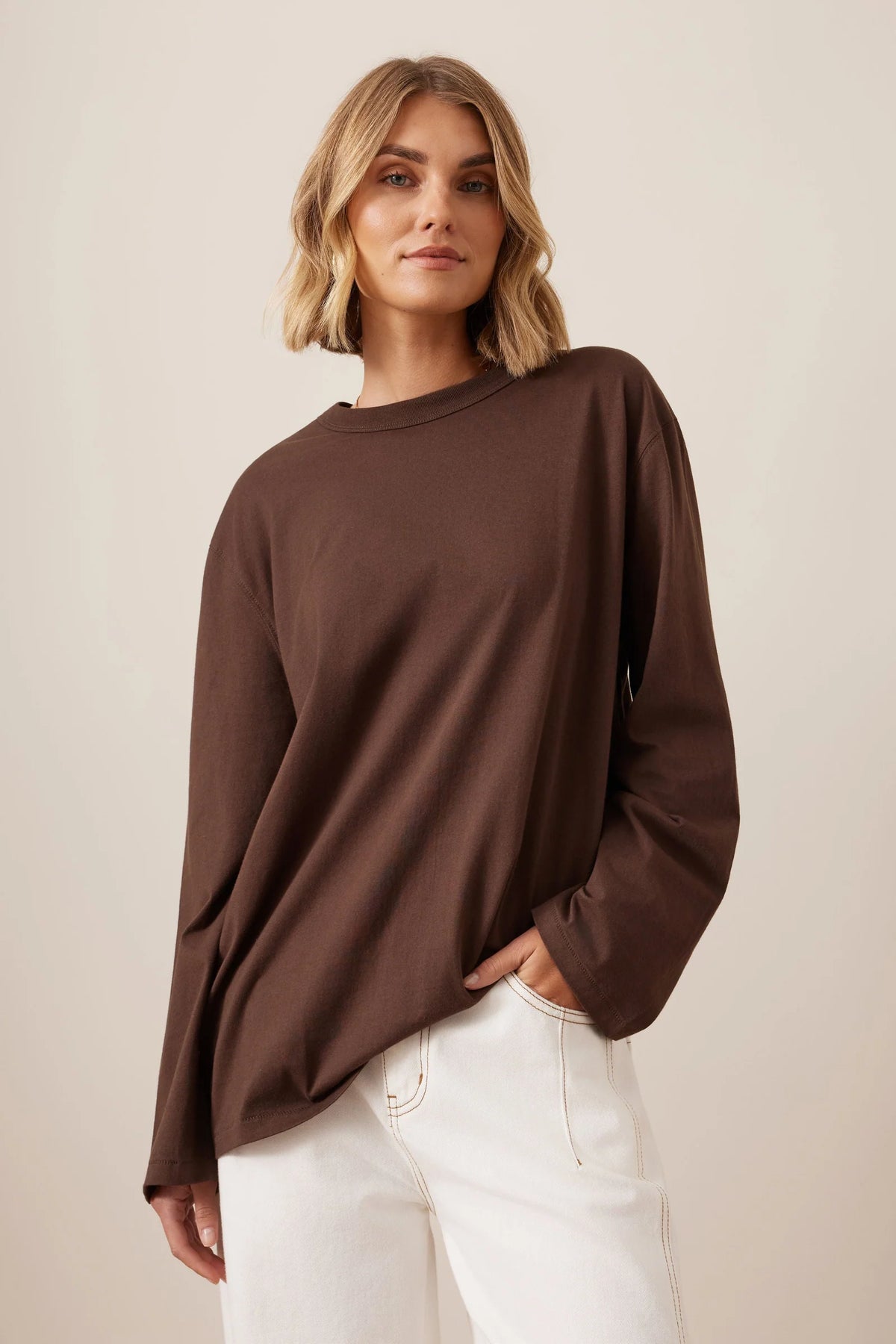 Finn Oversized Long Sleeve - Chocolate