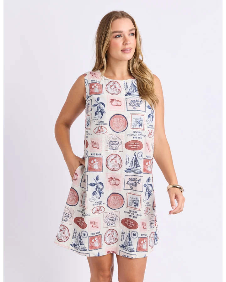 French Riviera Print Dress