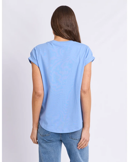 Effortless Contrast Tee - Cornflour Blue