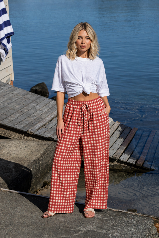 Maya Straight Leg Pant - Red