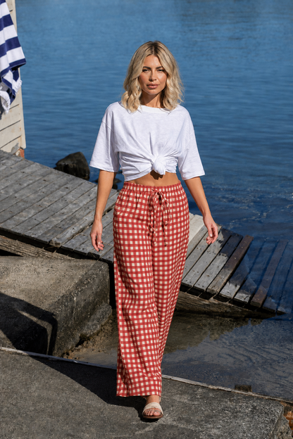 Maya Straight Leg Pant - Red