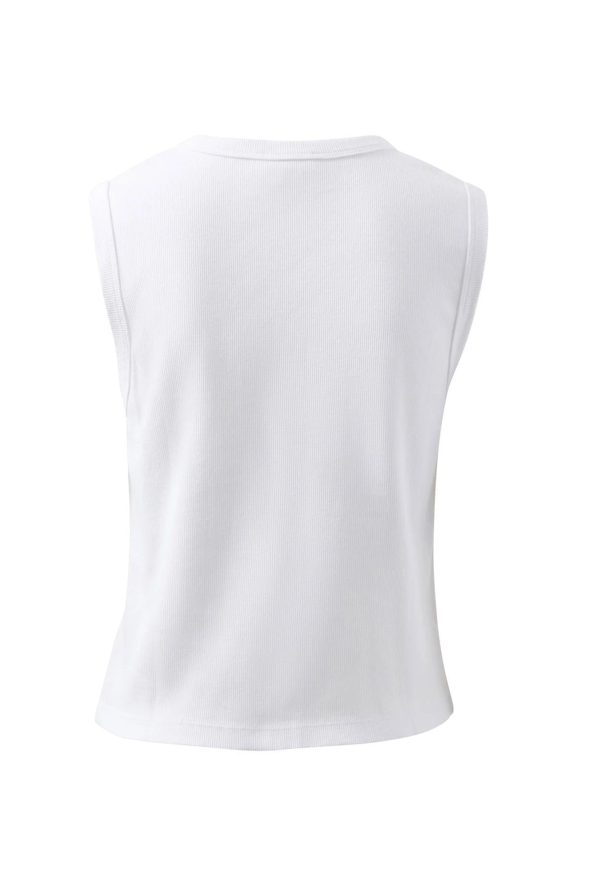 Lyla Button Rib Tank - White