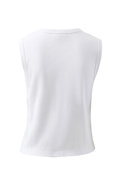 Lyla Button Rib Tank - White