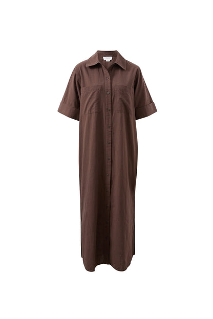 Samara Midi Shirt Dress - Bitter Choc