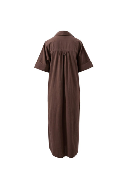 Samara Midi Shirt Dress - Bitter Choc
