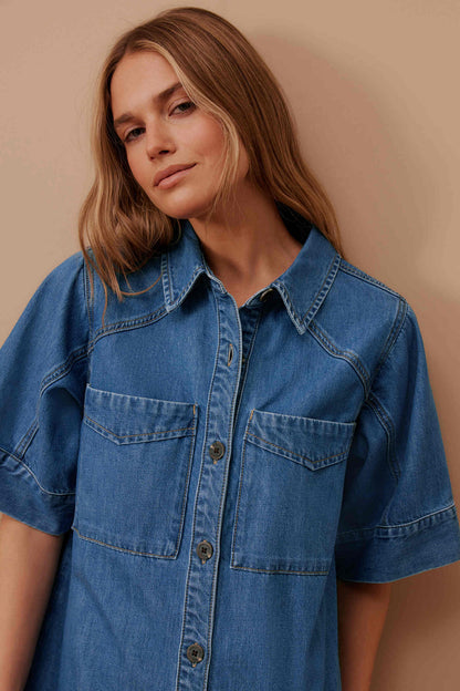 Yoke Detail Mini Dress