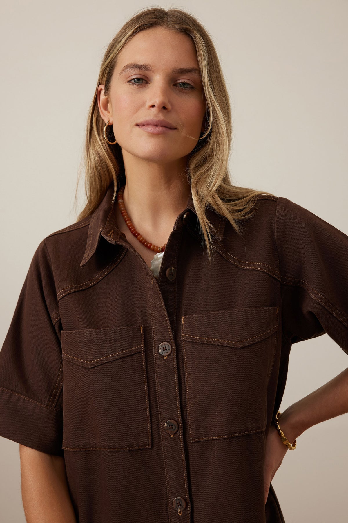 Ava Short Sleeve Midi Dress - Chocolate