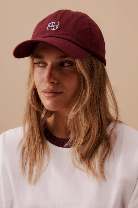 Burgundy Monogram Cap