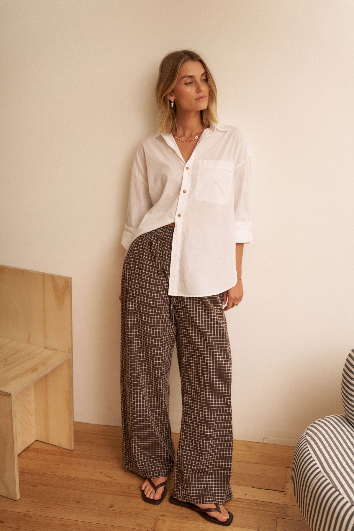 The Textured Lounge Pant - Chocolate Check