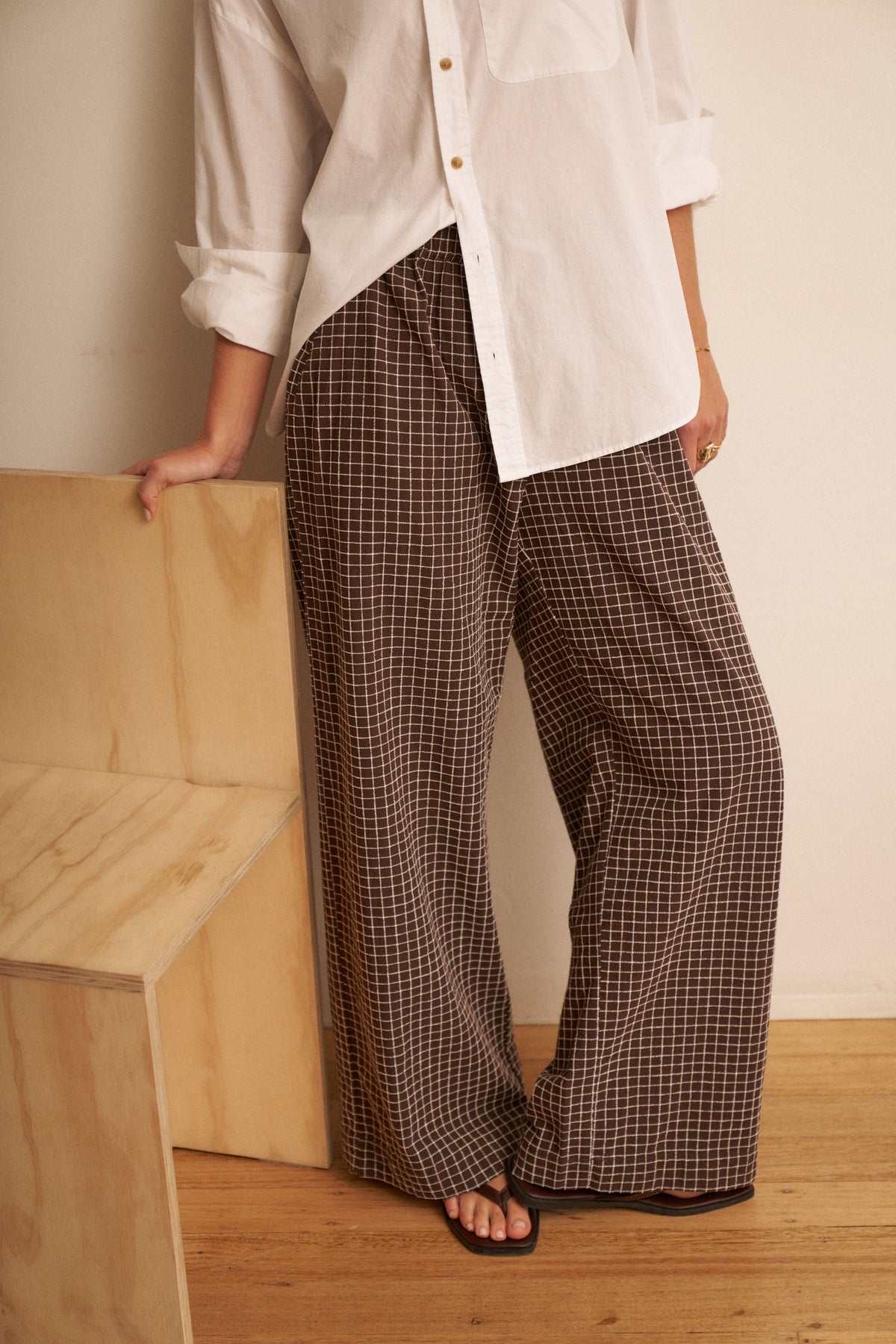 The Textured Lounge Pant - Chocolate Check