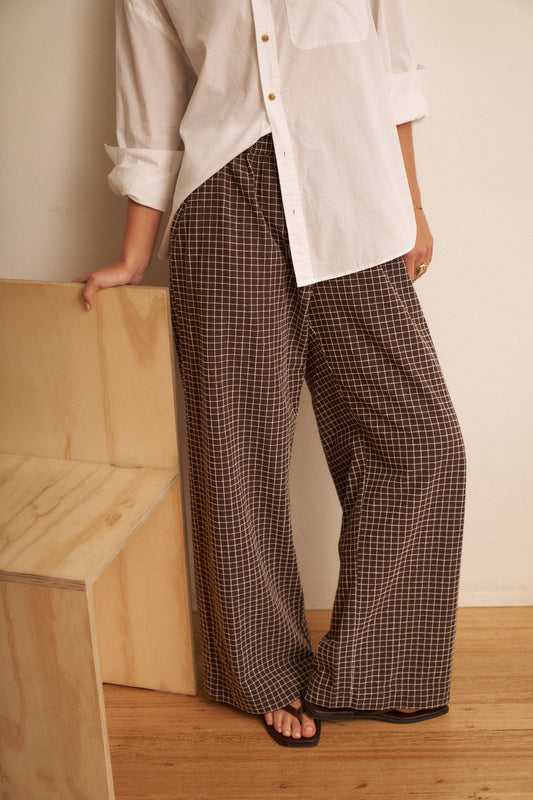 The Textured Lounge Pant - Chocolate Check