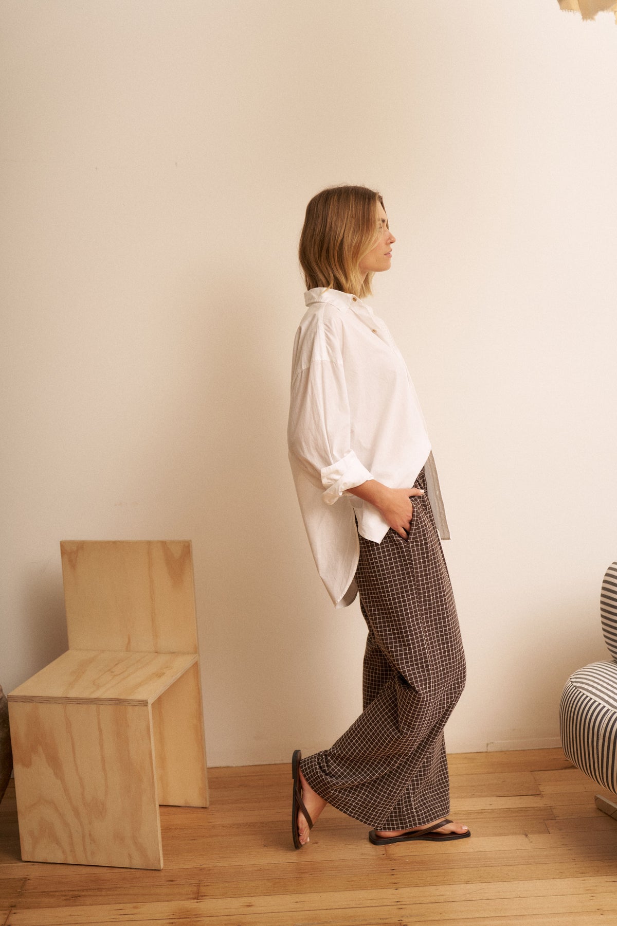 The Textured Lounge Pant - Chocolate Check