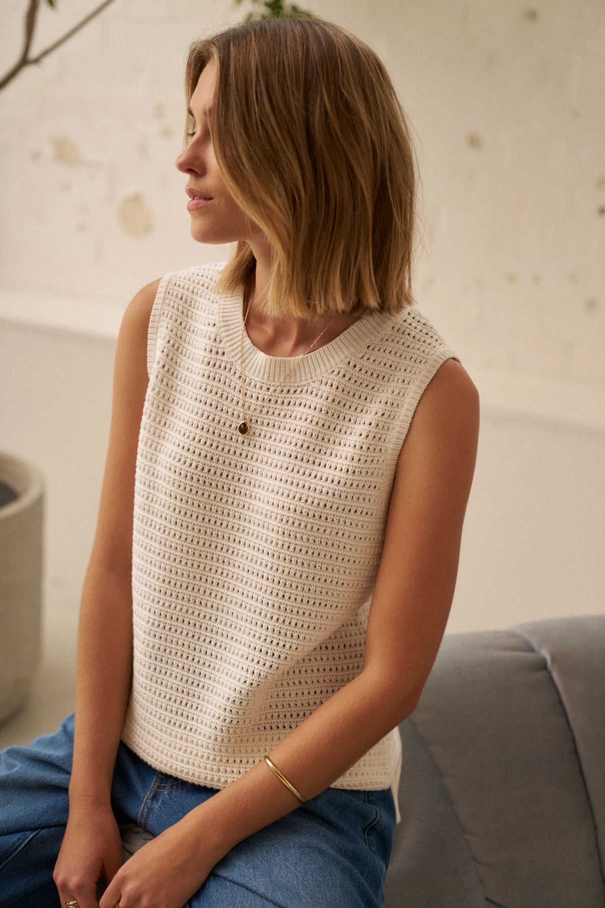 Maddy Mesh Knit - Milk