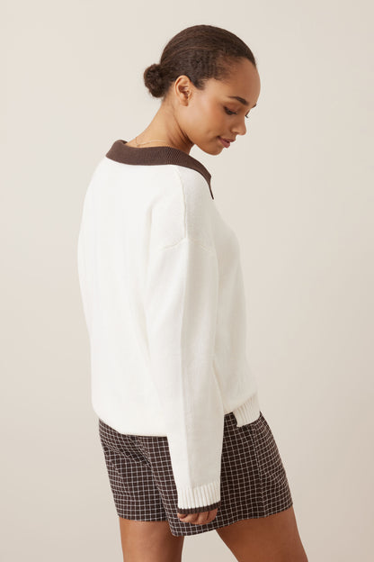 Eliza Collared Knit - Milk/Brunette