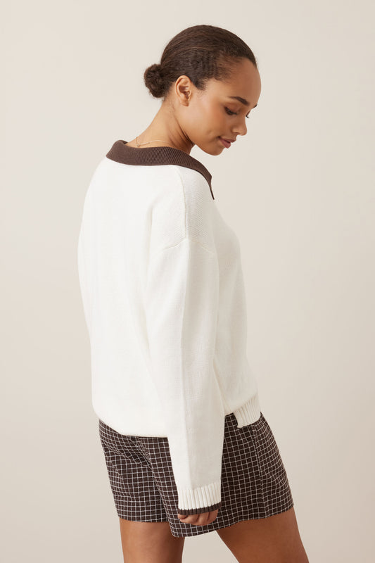Eliza Collared Knit - Milk/Brunette