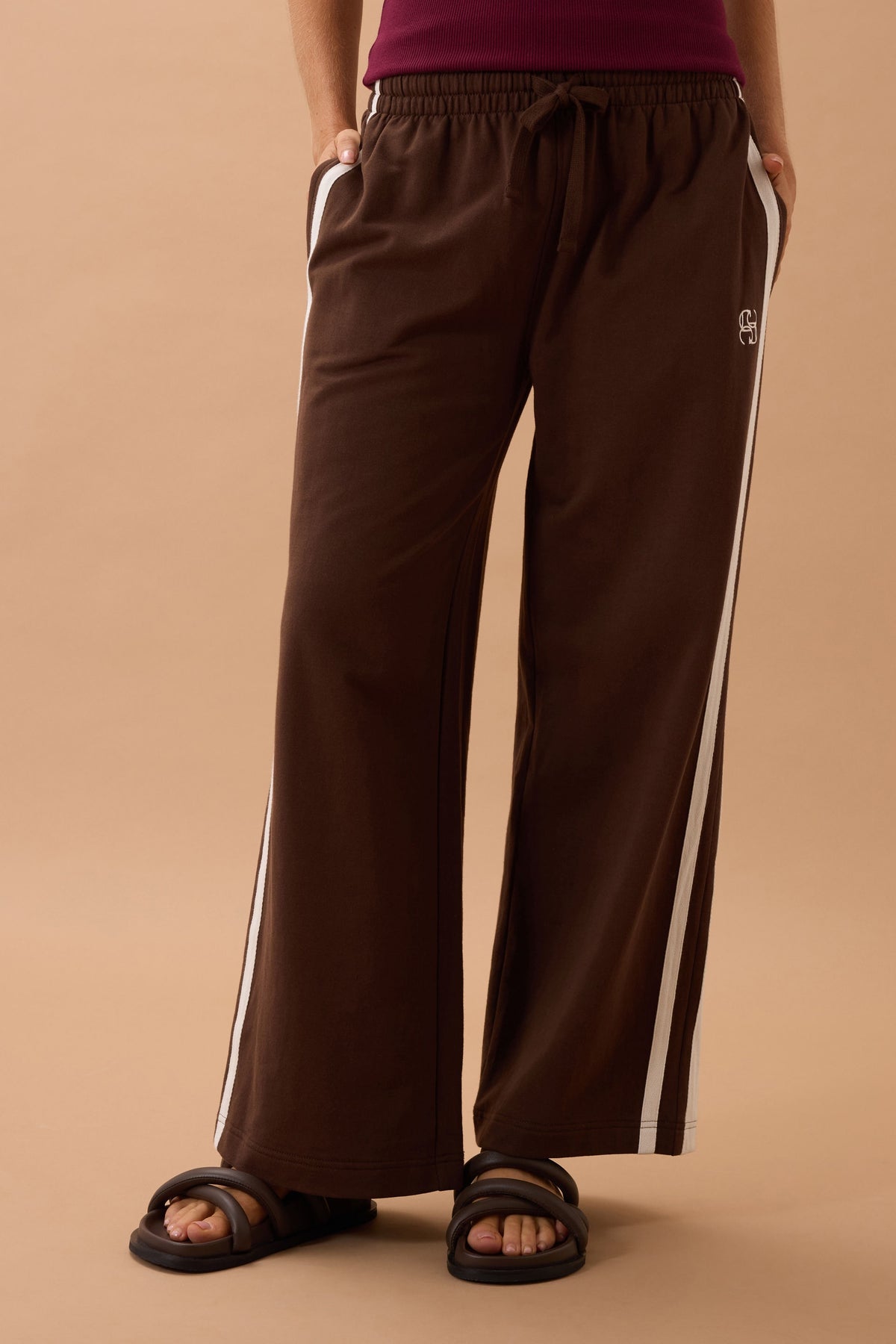 Gigi Wide Leg Terry Pant - Chocolate