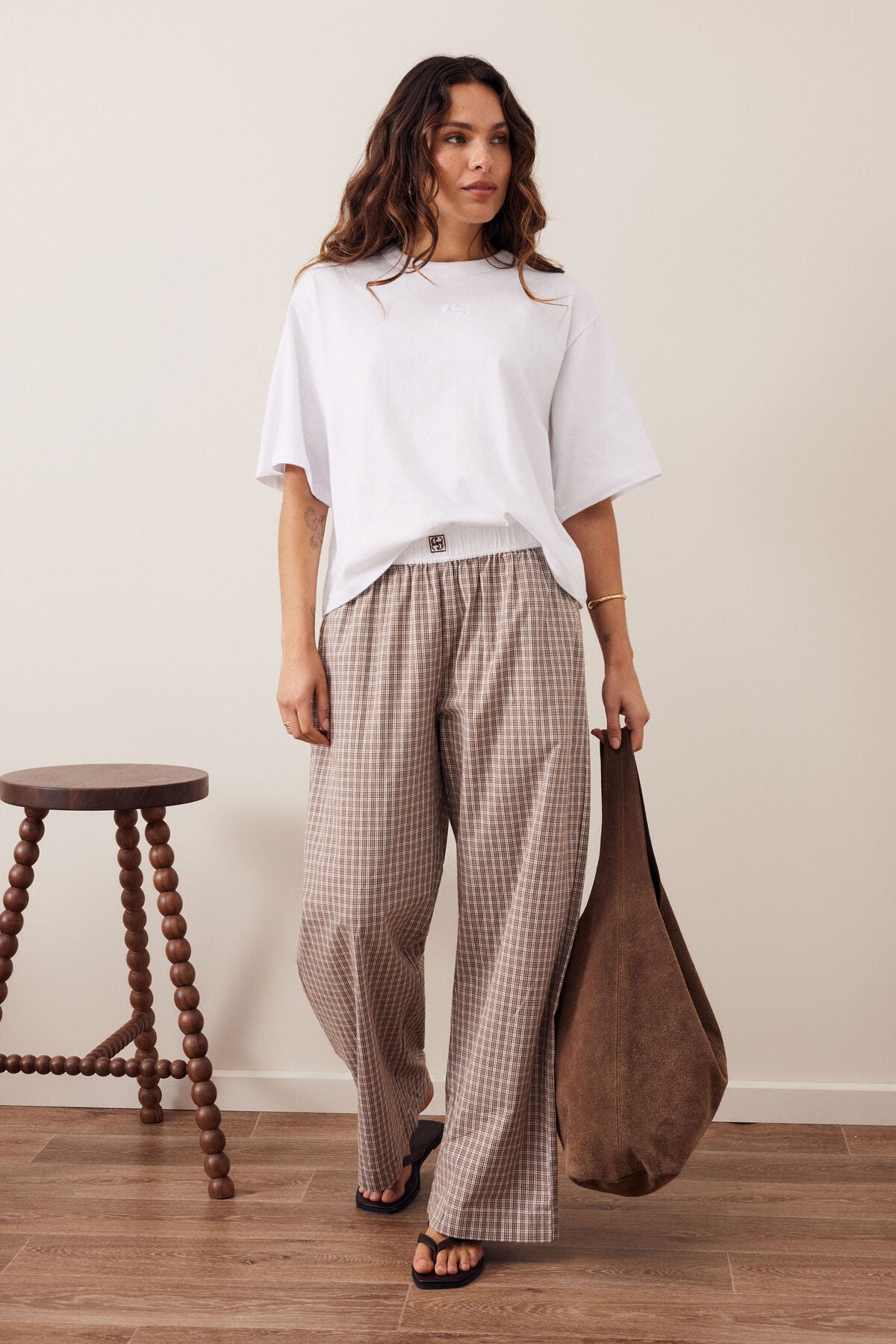 The Lounge Pant - Toffee Check