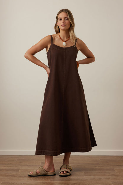 Remy Strappy Midi Dress - Chocolate