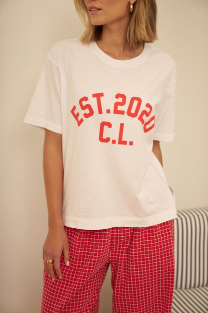 Stevie Tee - White/Chilli Red EST 2020