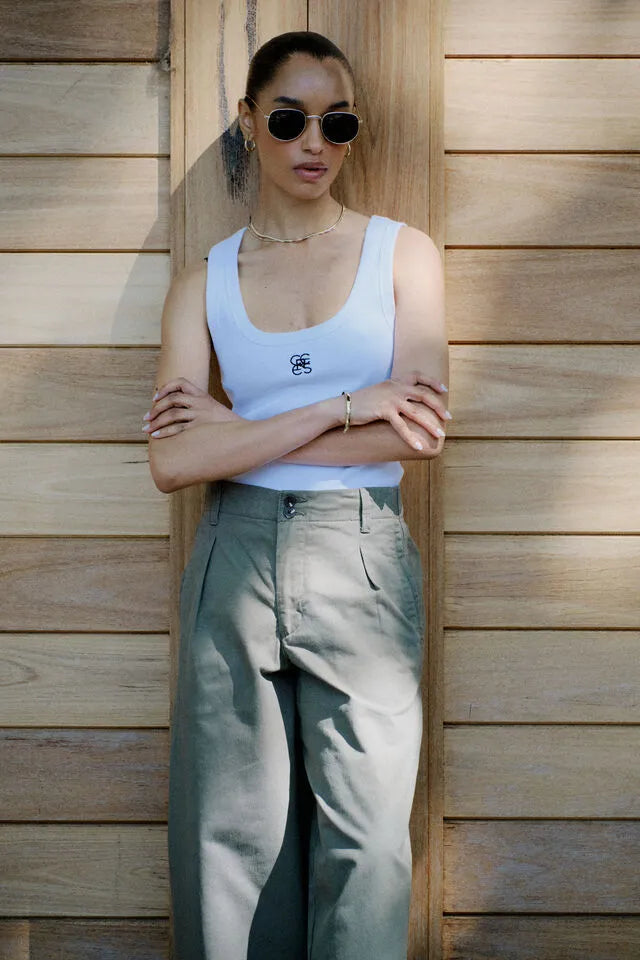 Zoe Contour Rib Tank - White