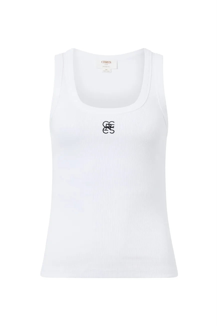 Zoe Contour Rib Tank - White