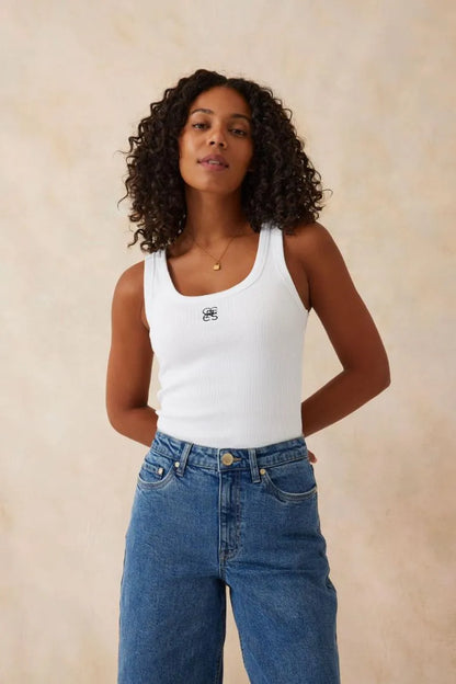 Zoe Contour Rib Tank - White