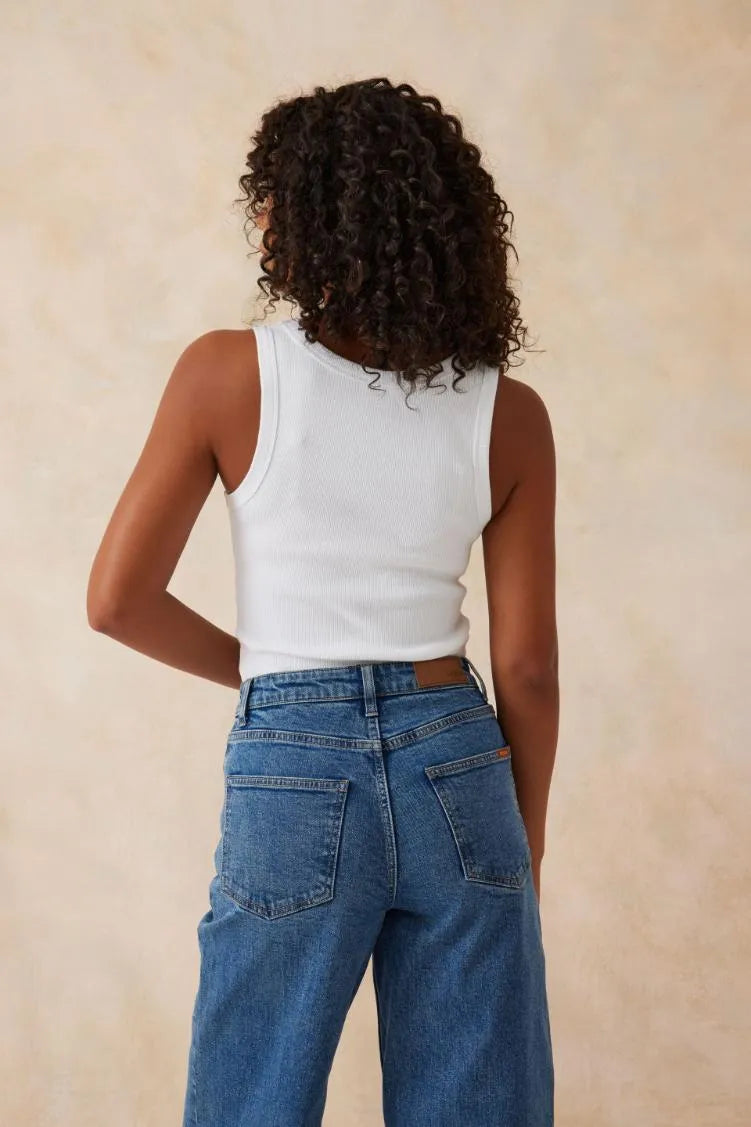 Zoe Contour Rib Tank - White