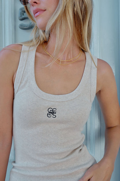 Zoe Contour Rib Tank - Oatmeal